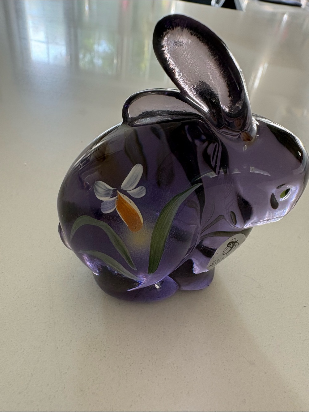 Fenton Hand painted Violet Glass Rabbit - Picture 3 of 7